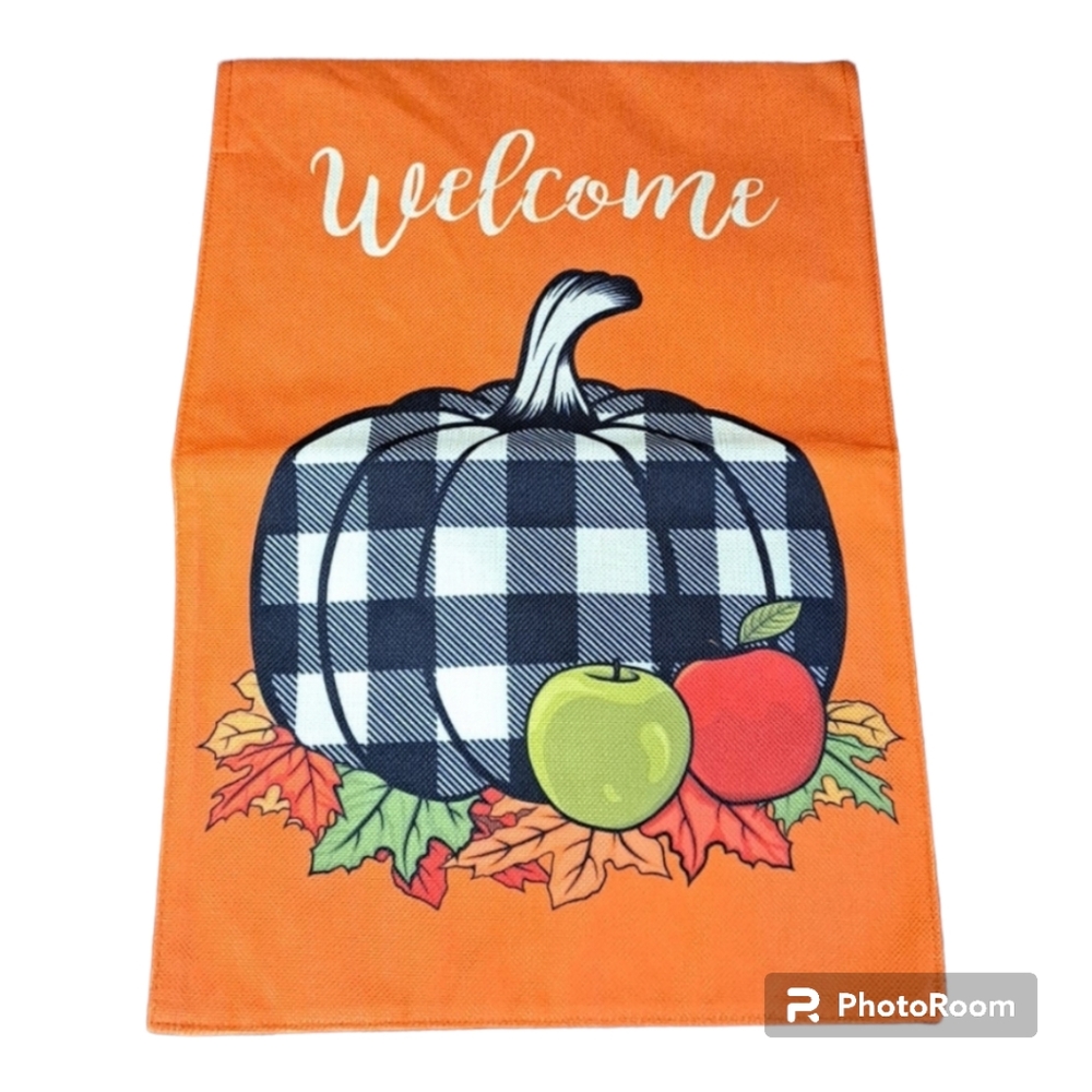 Welcome Pumpkin and Apple Holiday flag